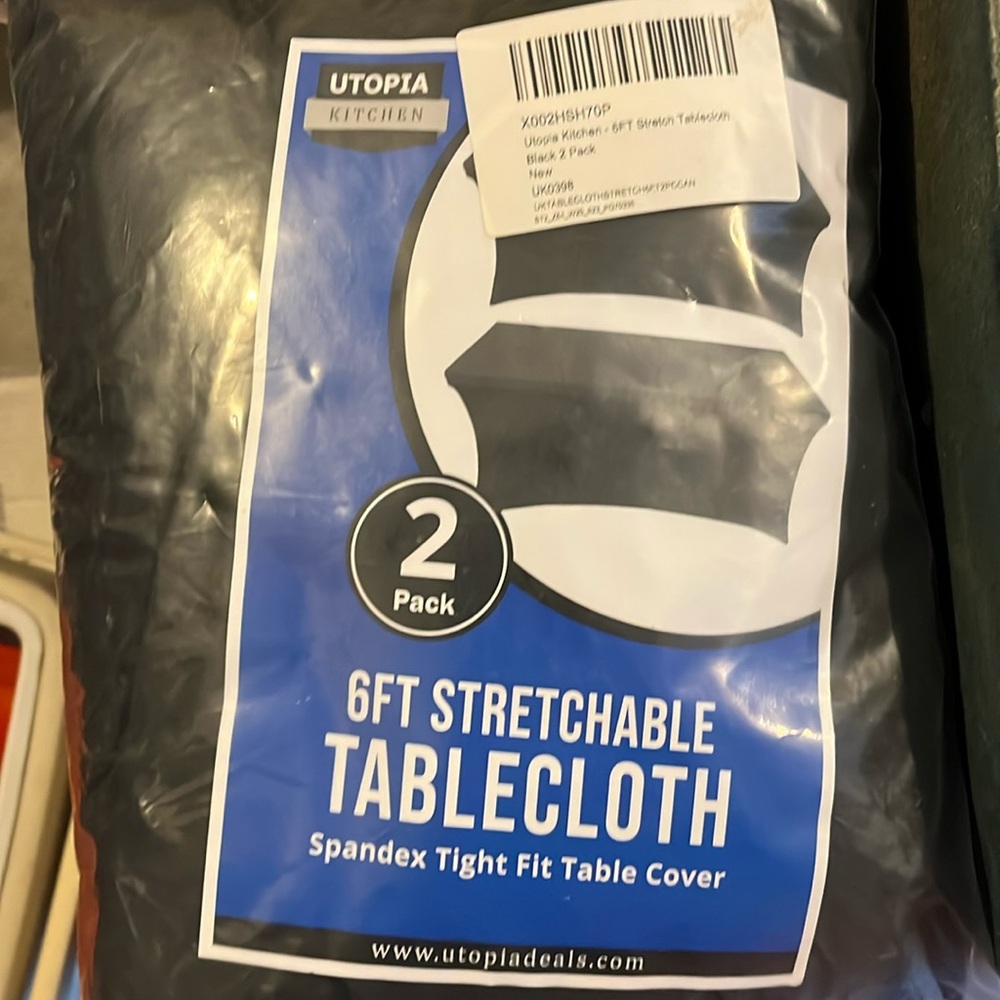 NWT 6ft stretchable black tablecloth (2 pack)